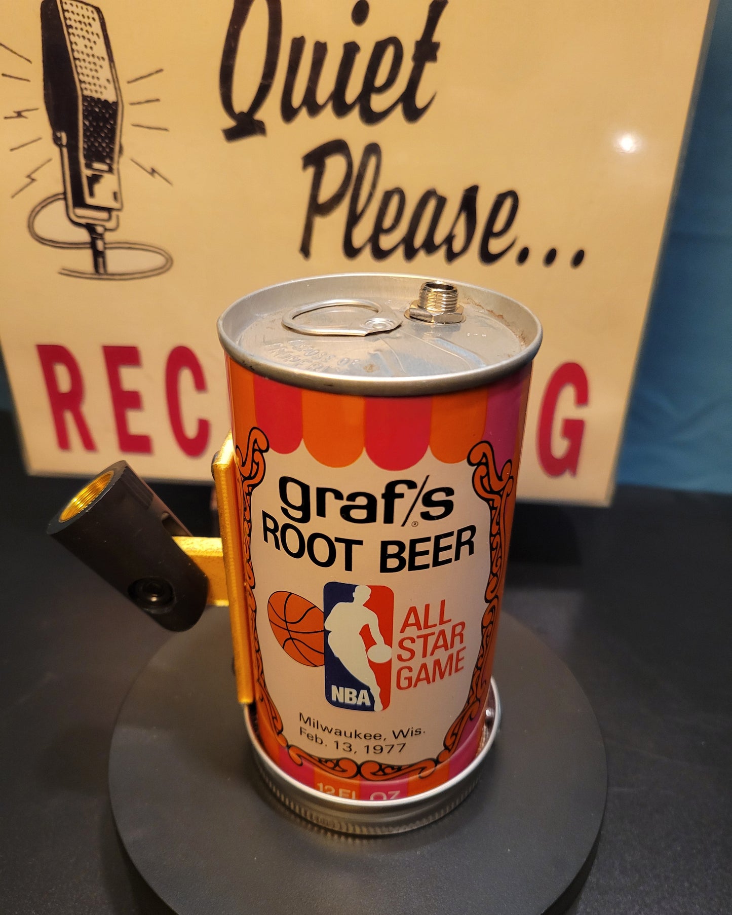 Lo Fi Soda Can Microphone - Root Beer, Golden Handle 1977 NBA All Star Game