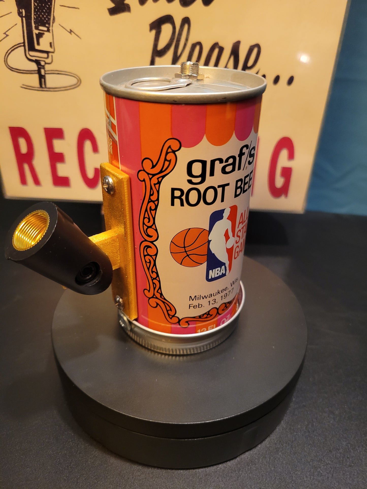 Lo Fi Soda Can Microphone - Root Beer, Golden Handle 1977 NBA All Star Game
