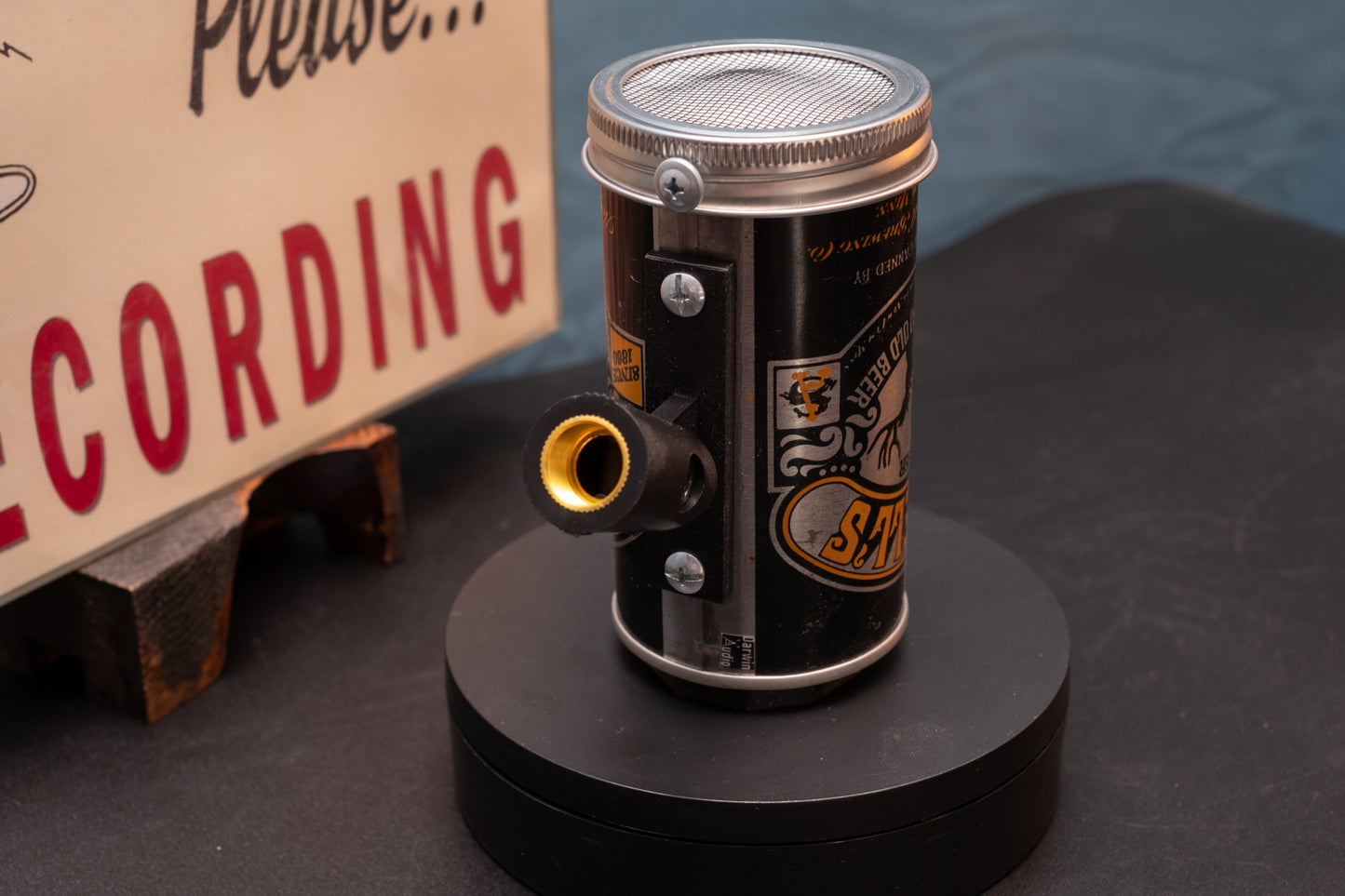 Lo Fi Beer Can Microphone - Schell's Black and Orange Halloween