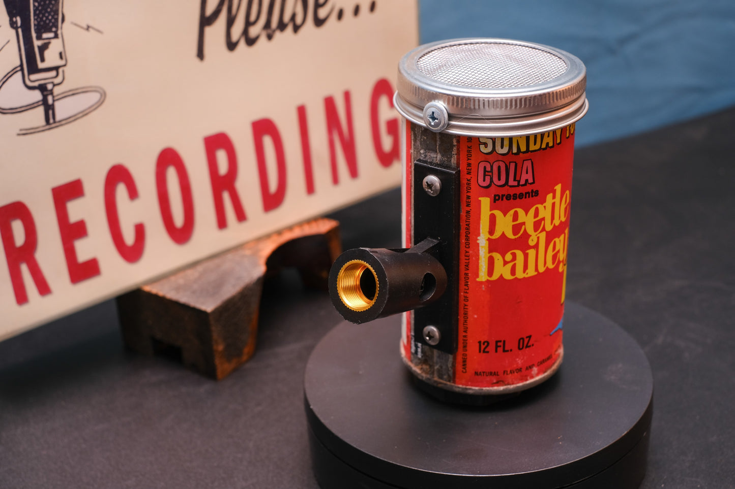 Lo Fi Soda Can Microphone - 1960s Smog Comic Can Beetle Bailey