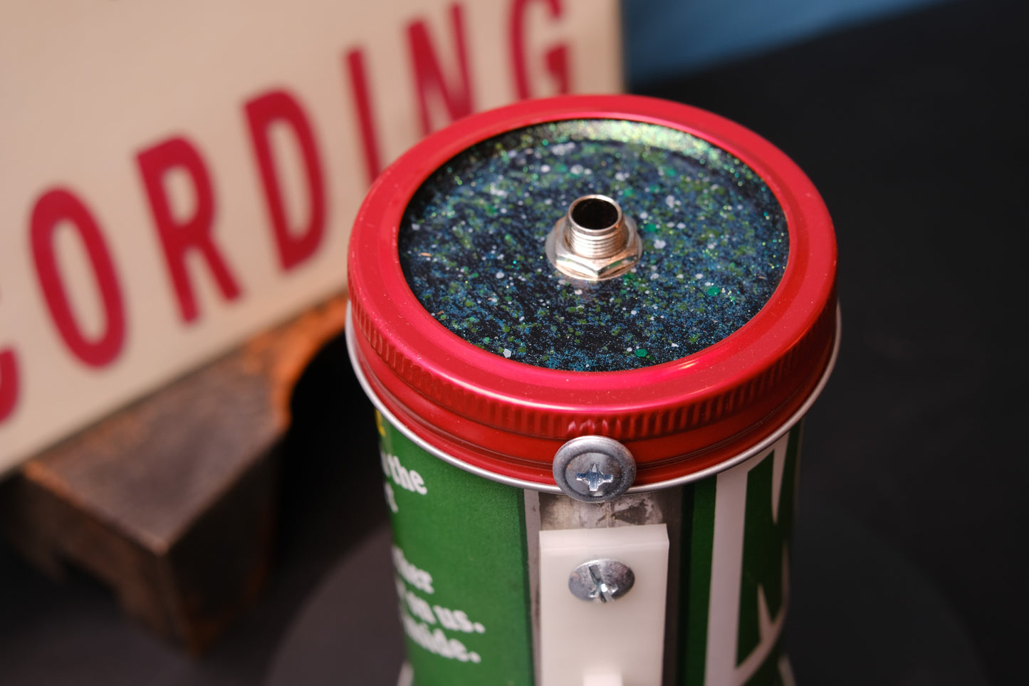 Lo Fi Soda Can Microphone - 1970s Rare T-Shirt Contest Mountain Dew