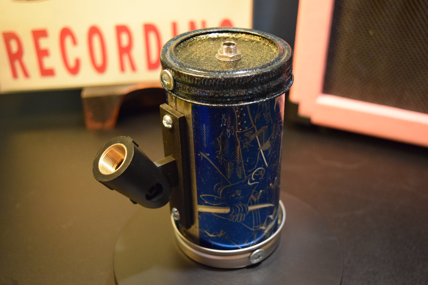 Lo Fi Beer Can Microphone - 1950s Boeing Wind Tunnel Rainier, Blue Paul Bunyan