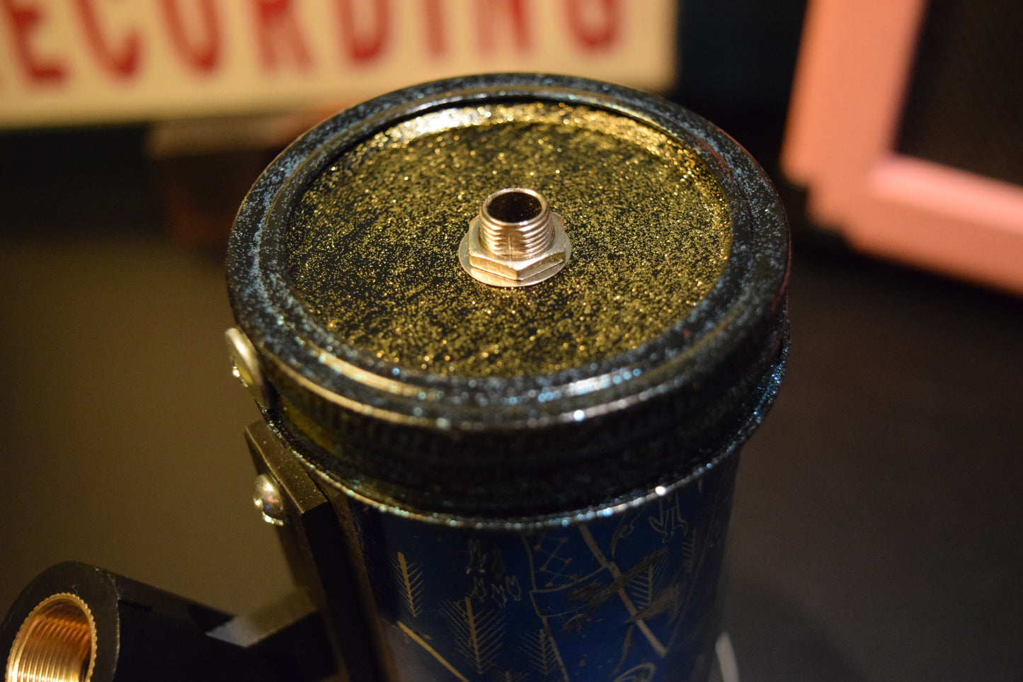 Lo Fi Beer Can Microphone - 1950s Boeing Wind Tunnel Rainier, Blue Paul Bunyan