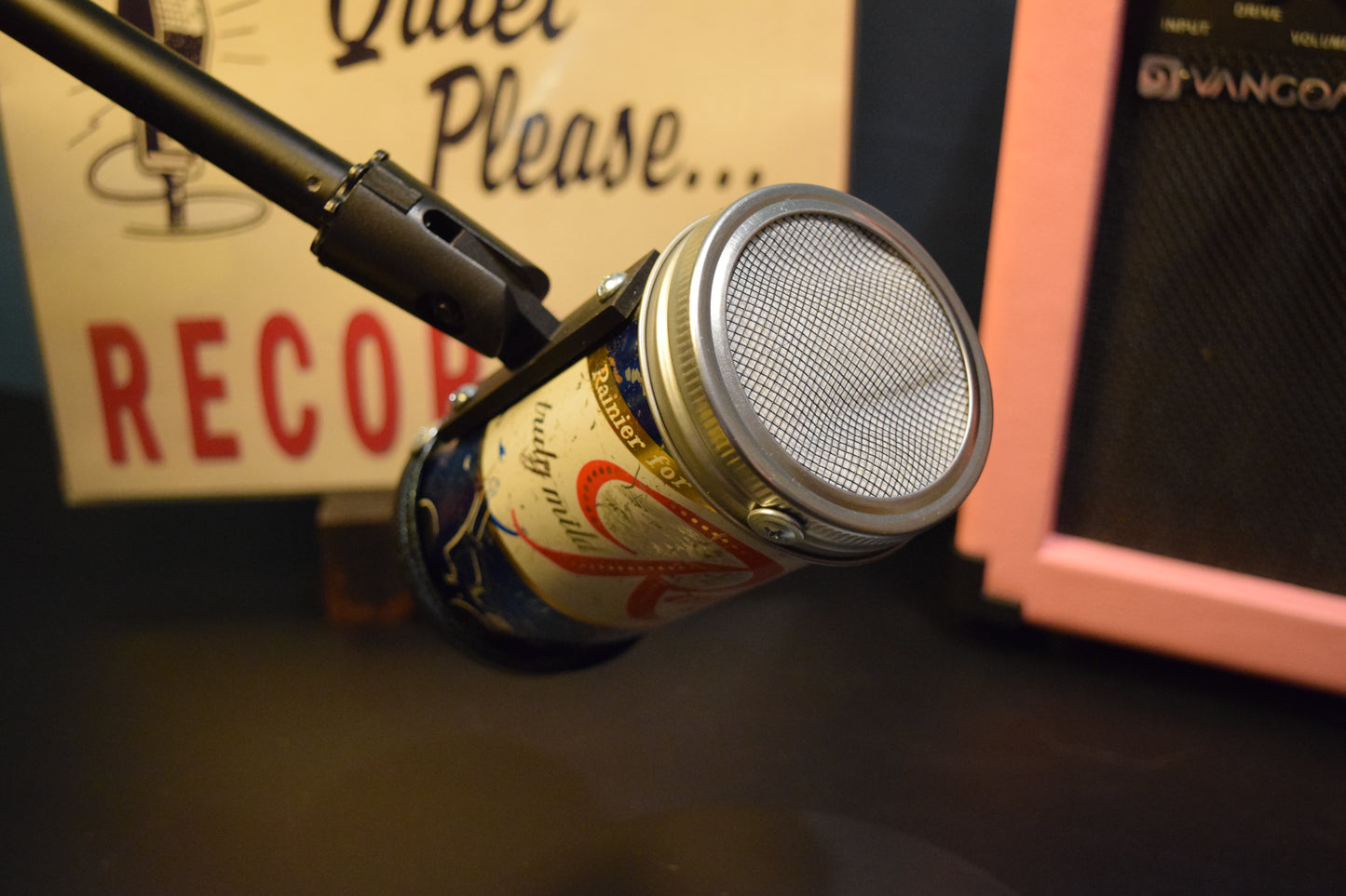 Lo Fi Beer Can Microphone - 1950s Boeing Wind Tunnel Rainier, Blue Paul Bunyan