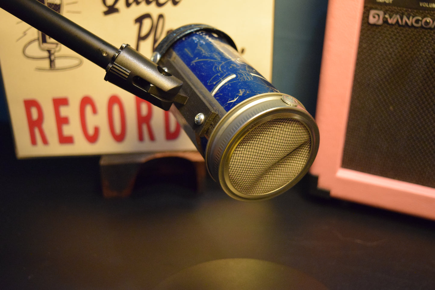 Lo Fi Beer Can Microphone - 1950s Boeing Wind Tunnel Rainier, Blue Paul Bunyan