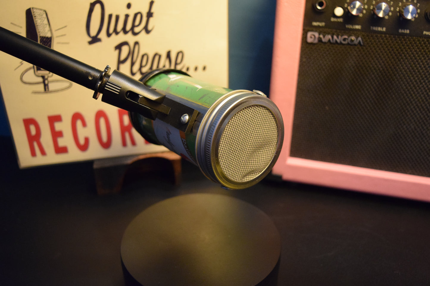 Lo Fi Beer Can Microphone - 1950s Boeing Wind Tunnel Rainier, Light Green Sunset Pacific Northwest Map