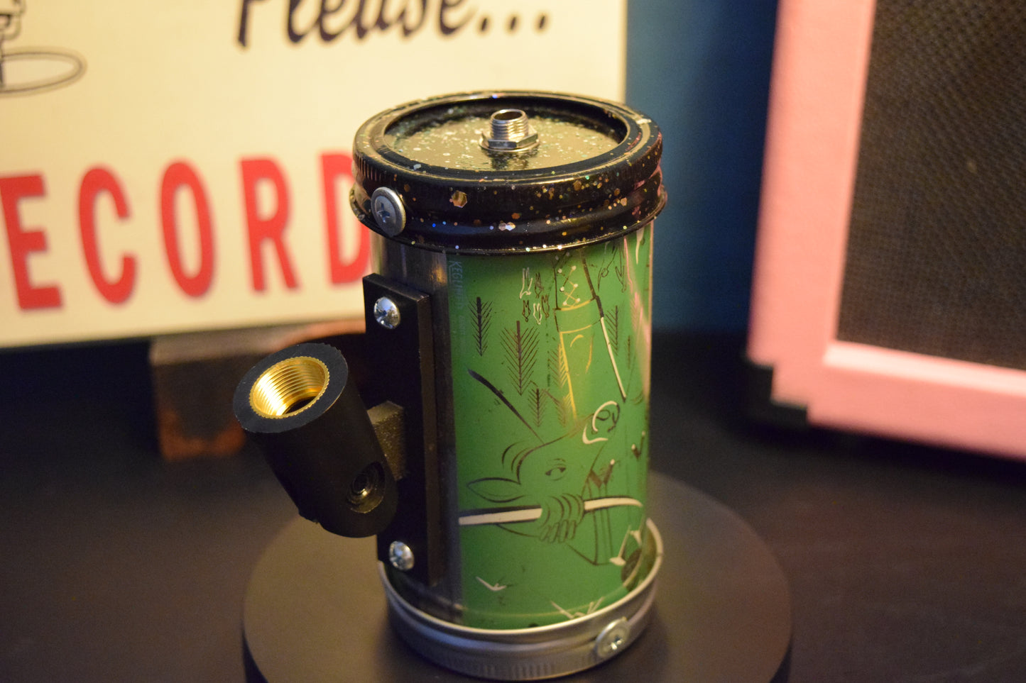 Lo Fi Beer Can Microphone - 1950s Boeing Wind Tunnel Rainier, Light Green Paul Bunyan