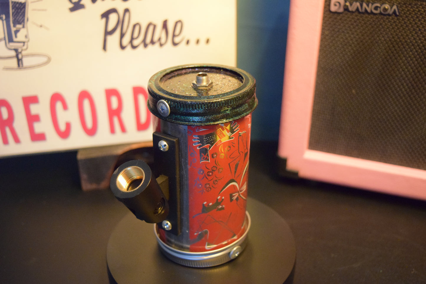 Lo Fi Beer Can Microphone - 1950s Boeing Wind Tunnel Rainier, Red BBQ House Party