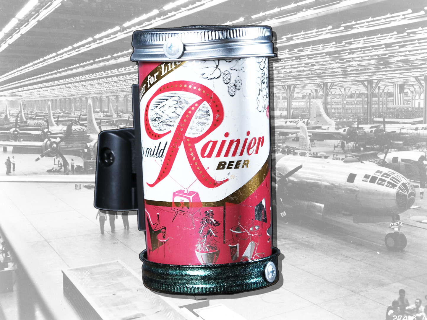 Lo Fi Beer Can Microphone - 1950s Boeing Wind Tunnel Rainier, Red BBQ House Sunset Party