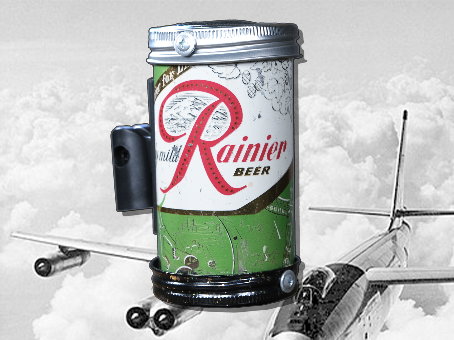 Lo Fi Beer Can Microphone - 1950s Boeing Wind Tunnel Rainier, Light Green Paul Bunyan