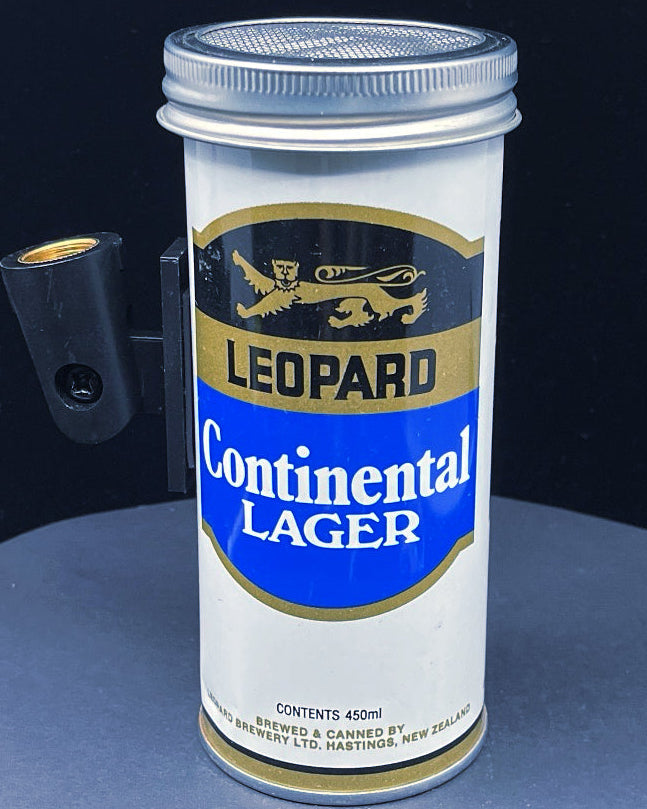 Lo Fi Beer Can Microphone - Leopard Continental Tallboy