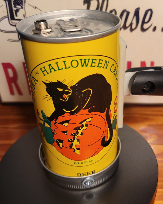 Lo Fi Beer Can Microphone - 1981 Minnesota Halloween Festival, Black Cat and Pumpkin