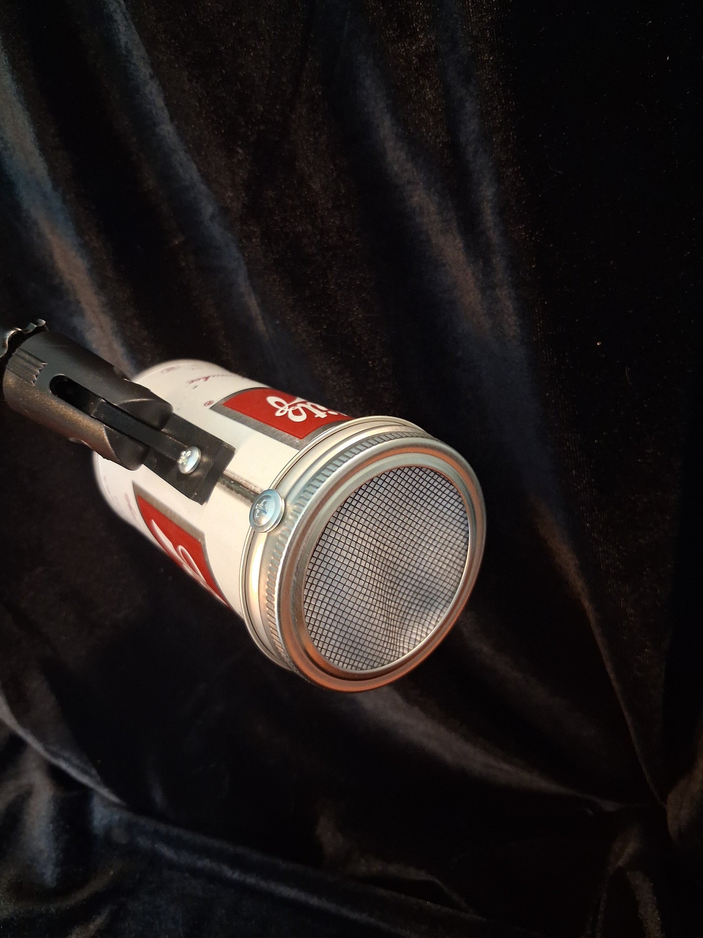 Lo Fi Beer Can Microphone - Red and White Schlitz