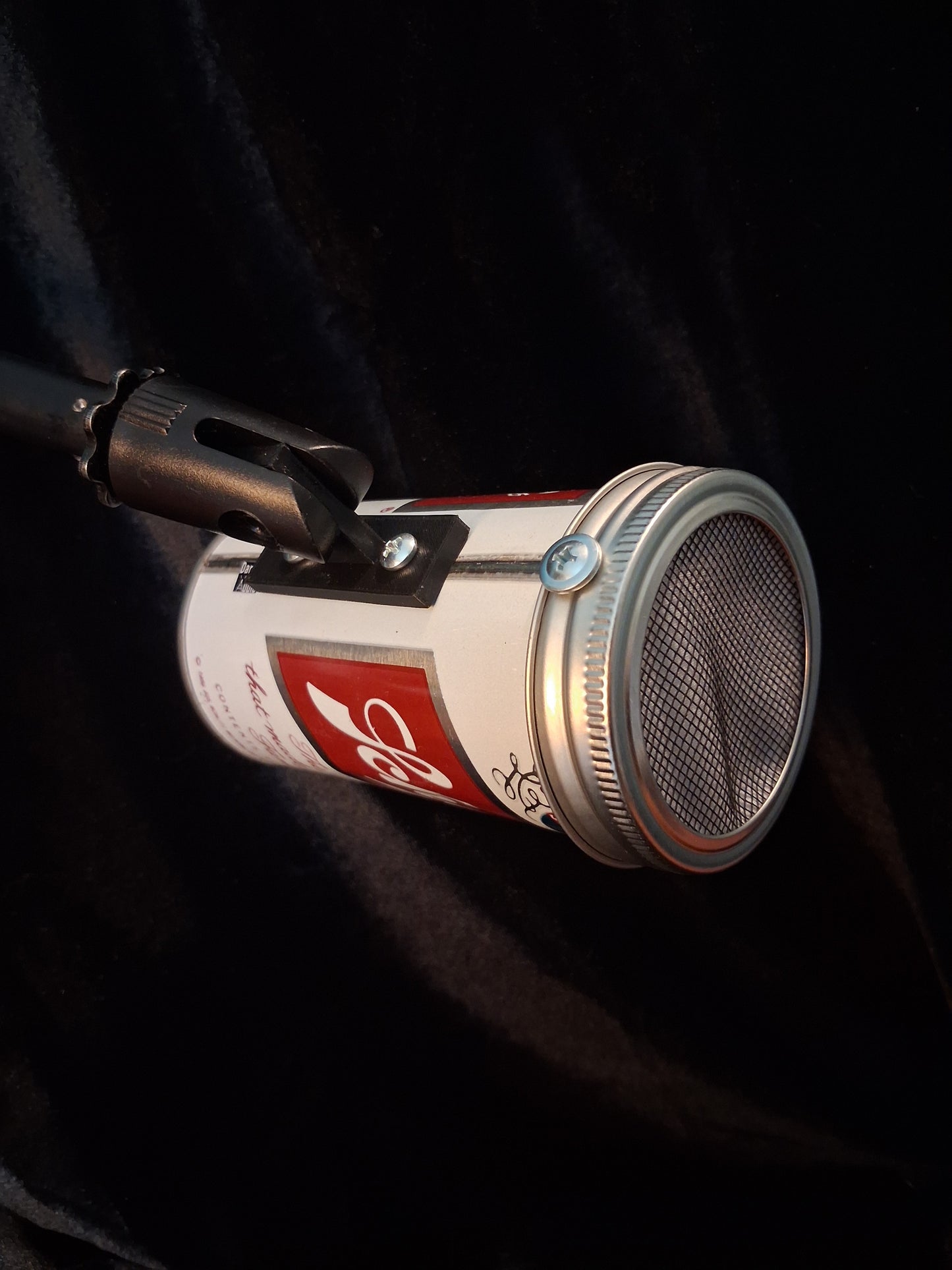Lo Fi Beer Can Microphone - Red and White Schlitz