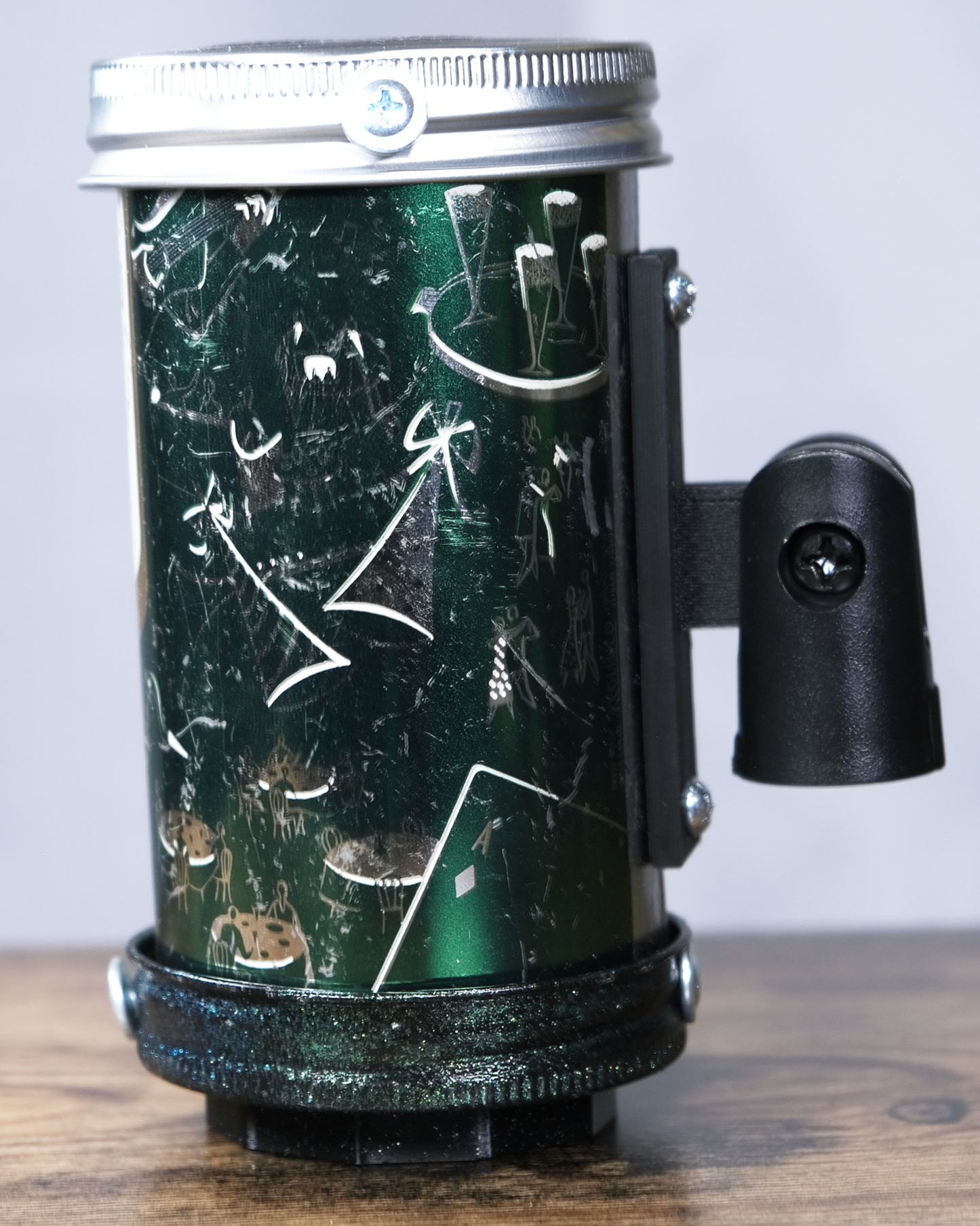 Lo Fi Beer Can Microphone - 1950s Boeing Wind Tunnel Rainier, Dark Green Dance Hall Party