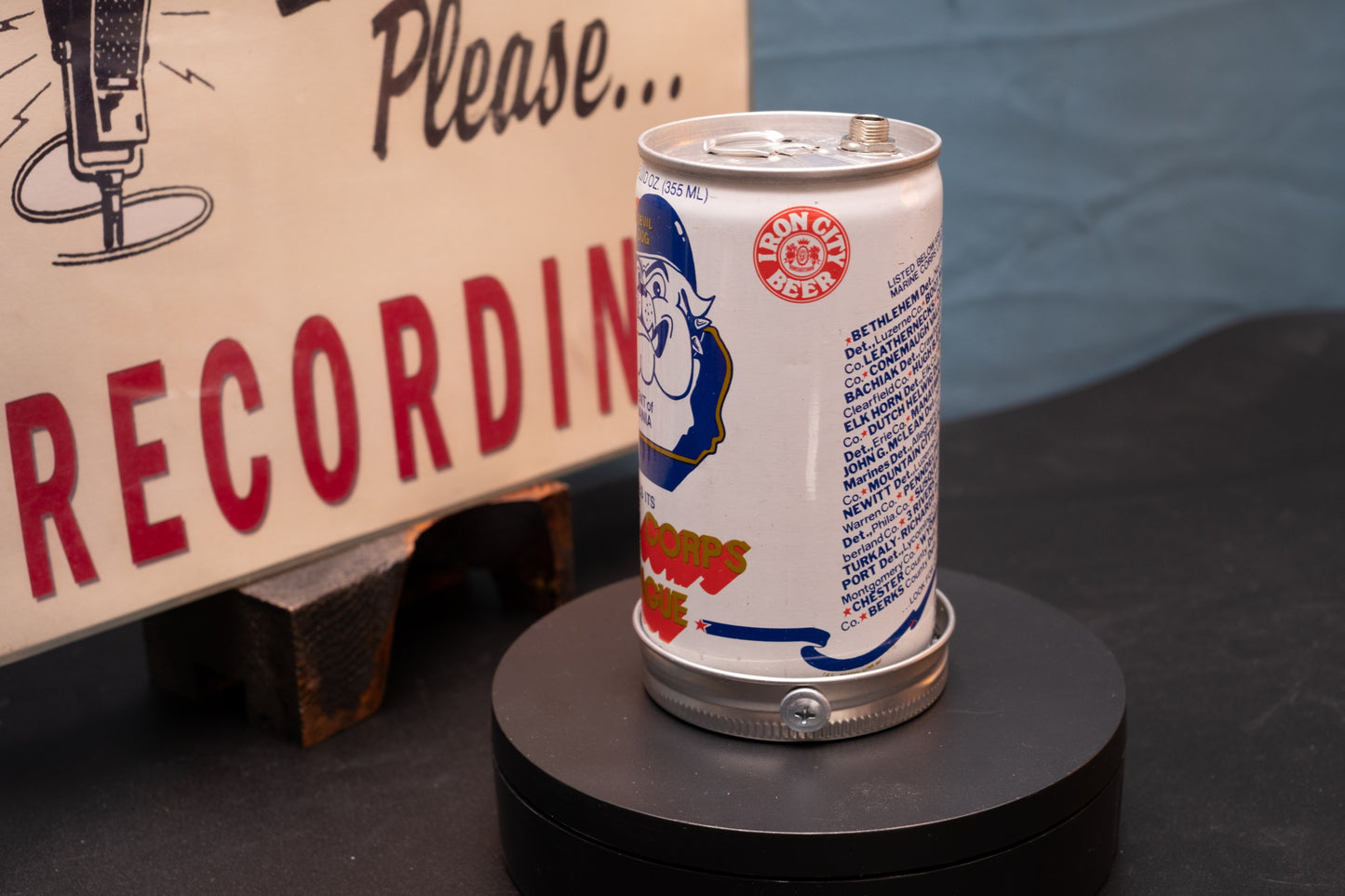 Lo Fi Beer Can Microphone - Pennsylvania Iron City Marine Corps League