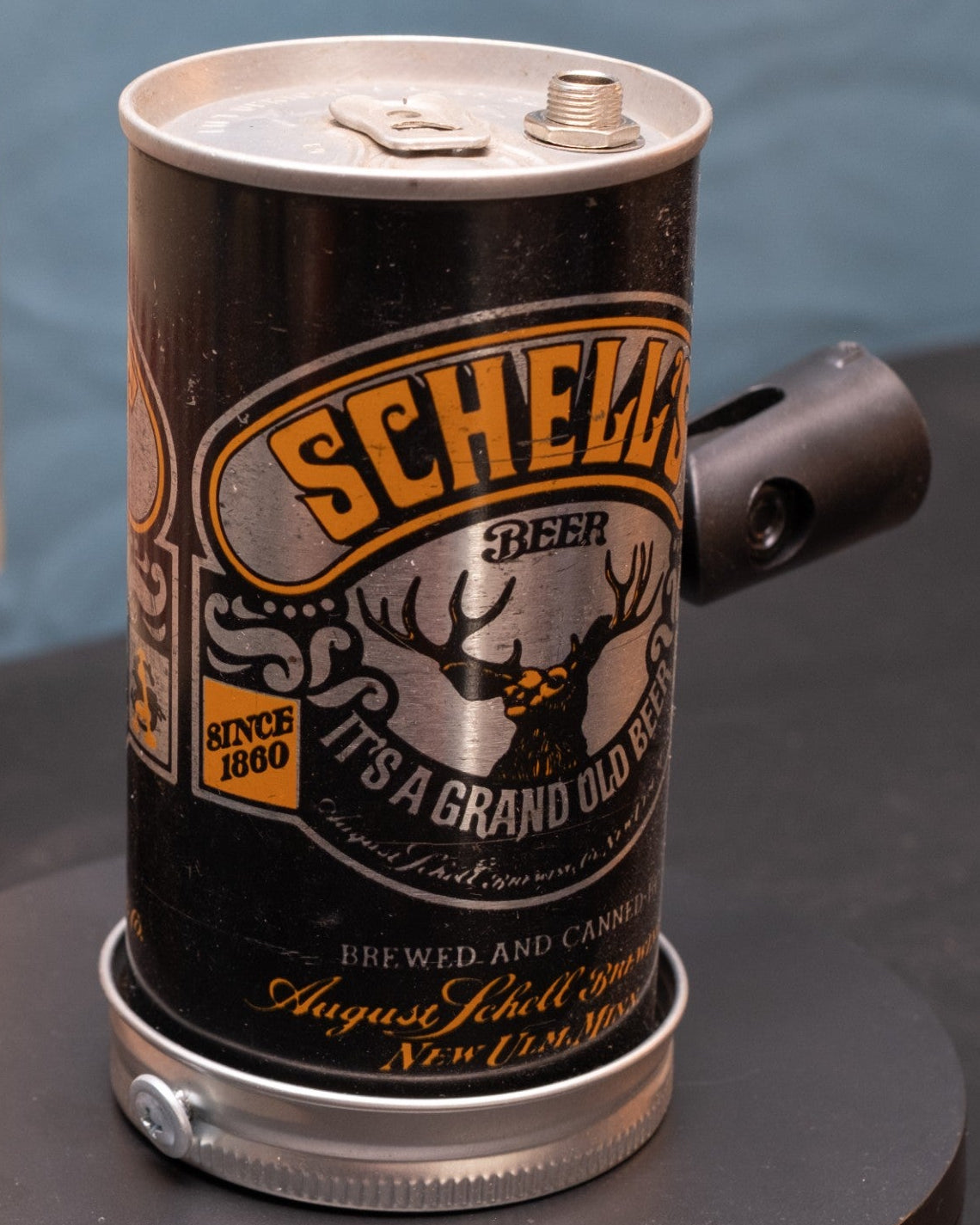 Lo Fi Beer Can Microphone - Schell's Black and Orange Halloween