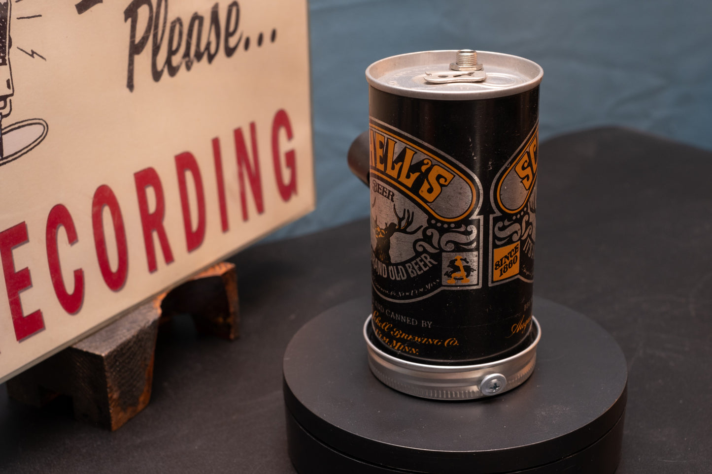 Lo Fi Beer Can Microphone - Schell's Black and Orange Halloween