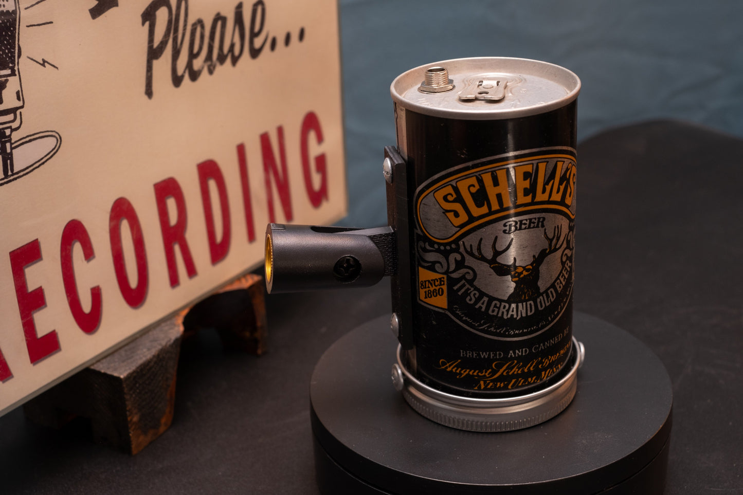 Lo Fi Beer Can Microphone - Schell's Black and Orange Halloween