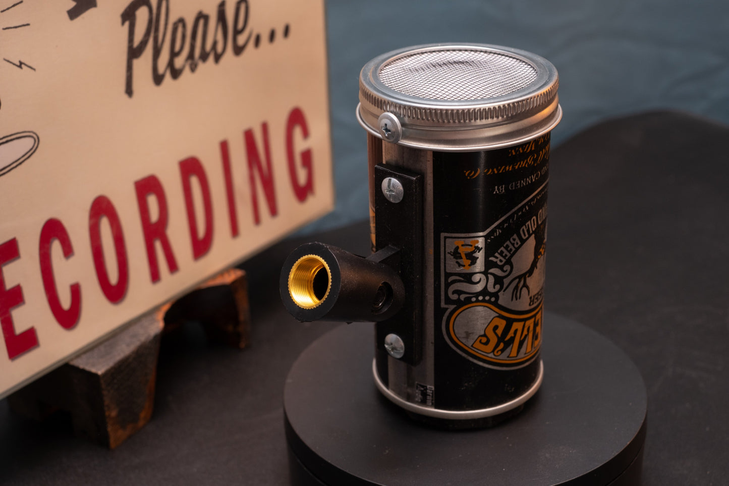 Lo Fi Beer Can Microphone - Schell's Black and Orange Halloween