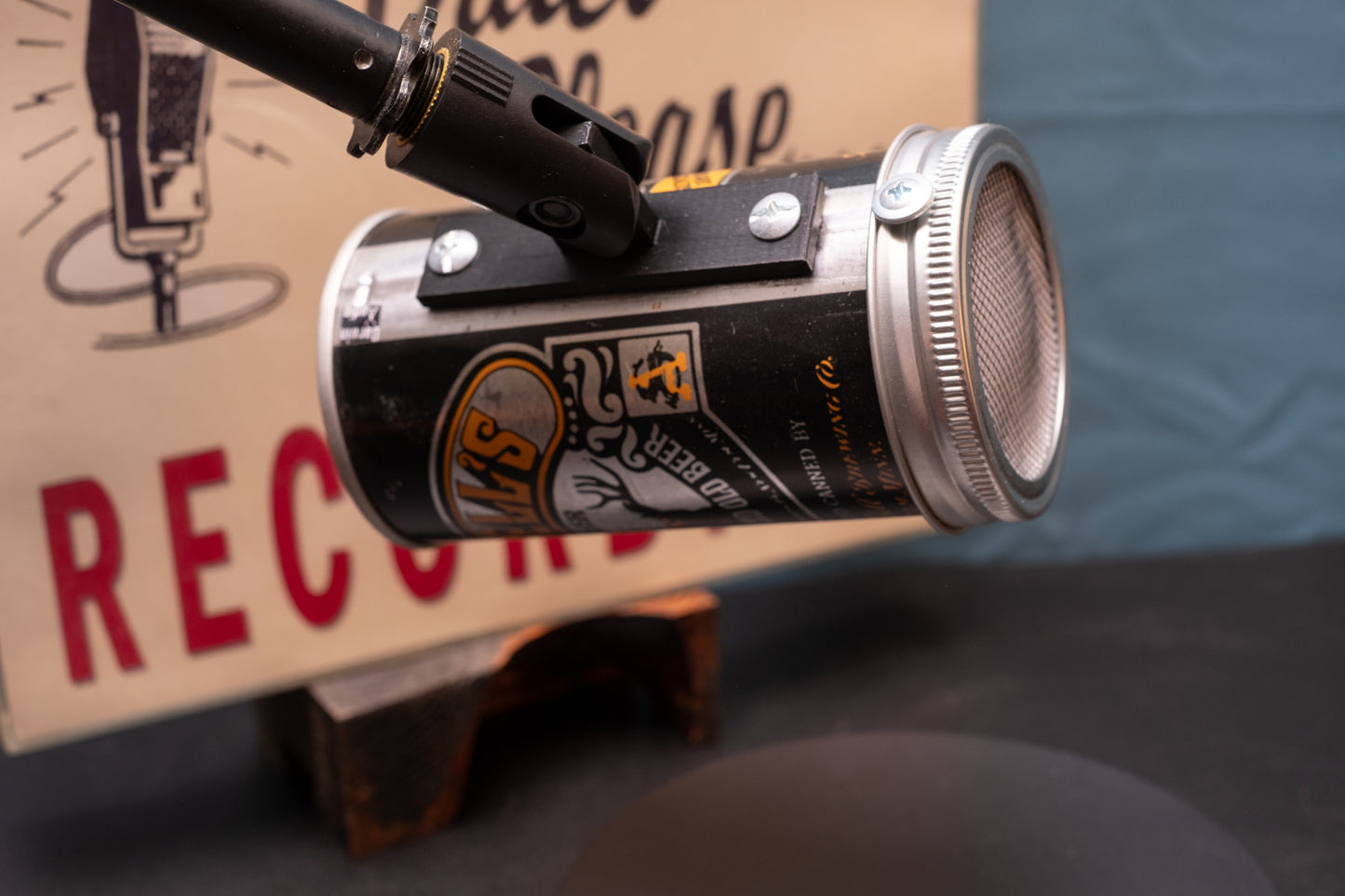 Lo Fi Beer Can Microphone - Schell's Black and Orange Halloween