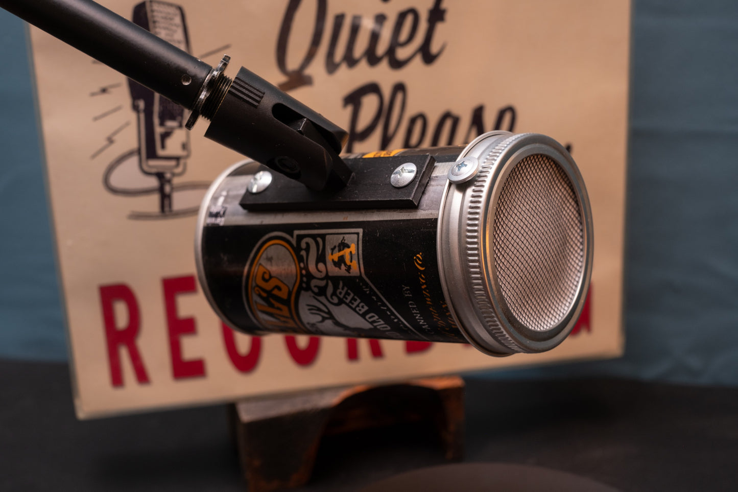 Lo Fi Beer Can Microphone - Schell's Black and Orange Halloween