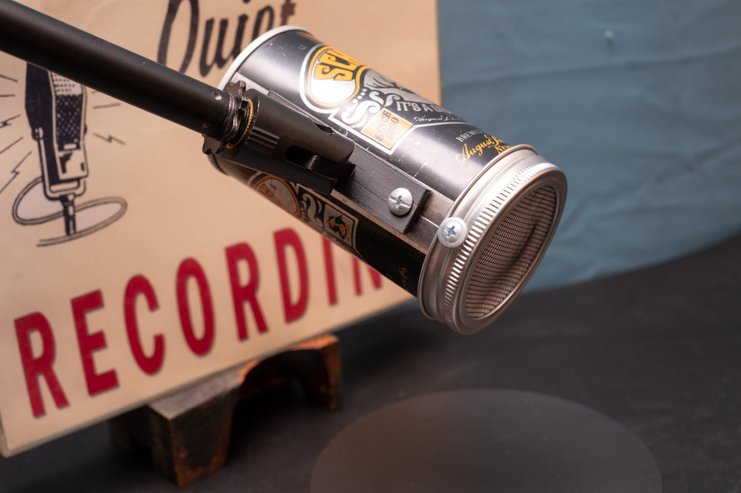 Lo Fi Beer Can Microphone - Schell's Black and Orange Halloween