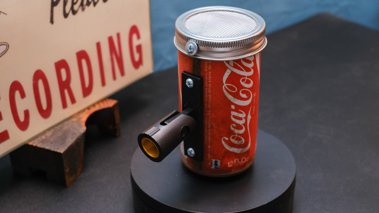 Lo Fi Soda Can Microphone - 1970s Backpack Coca Cola
