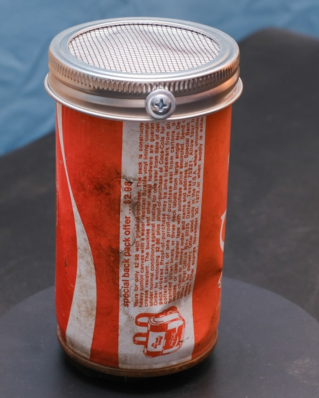 Lo Fi Soda Can Microphone - 1970s Backpack Coca Cola