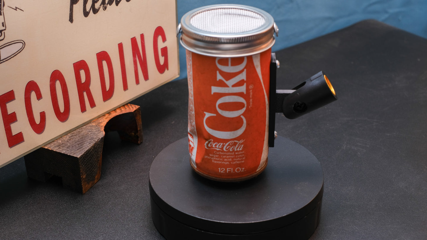Lo Fi Soda Can Microphone - 1970s Backpack Coca Cola