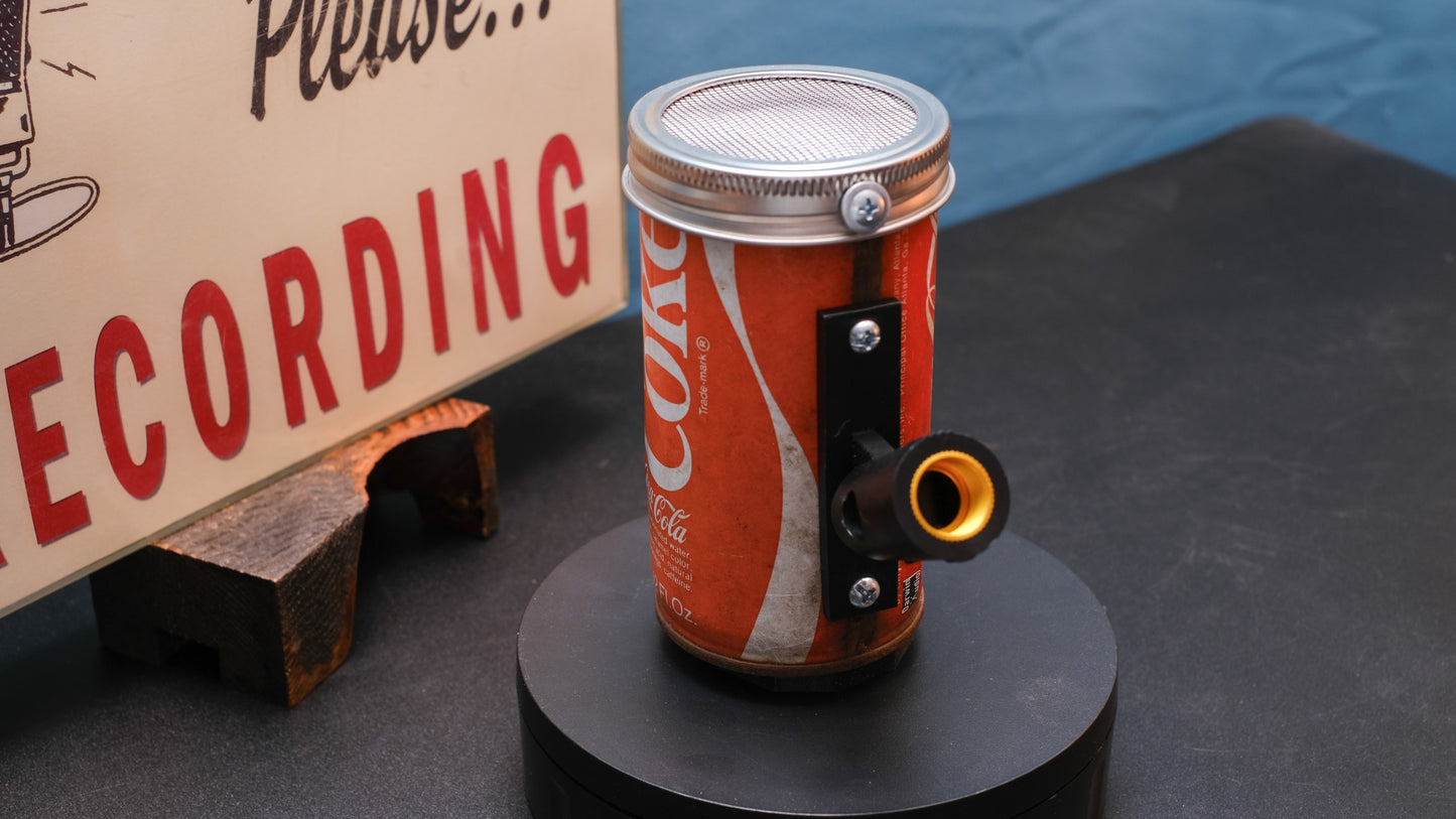 Lo Fi Soda Can Microphone - 1970s Backpack Coca Cola