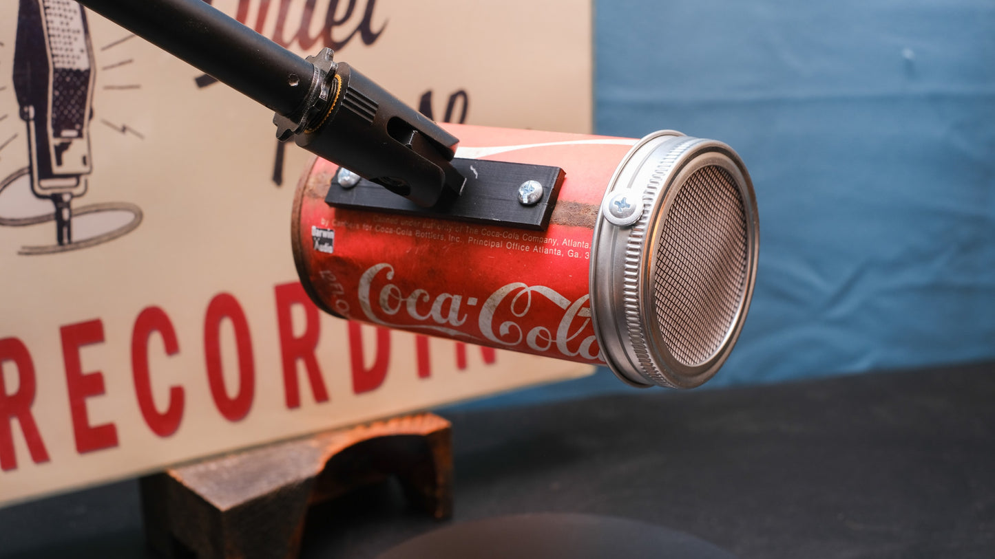 Lo Fi Soda Can Microphone - 1970s Backpack Coca Cola
