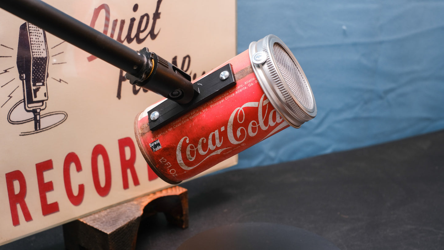 Lo Fi Soda Can Microphone - 1970s Backpack Coca Cola