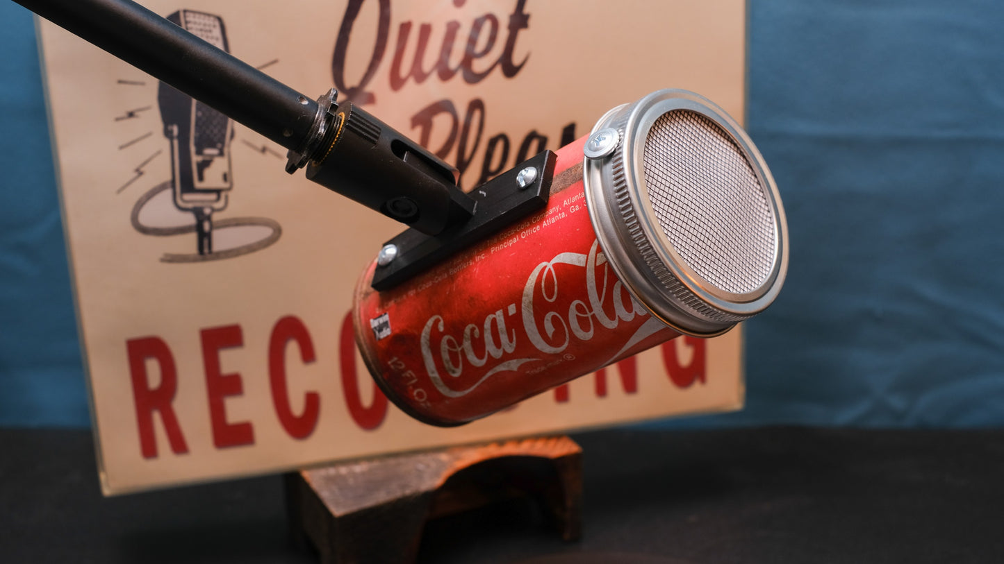 Lo Fi Soda Can Microphone - 1970s Backpack Coca Cola