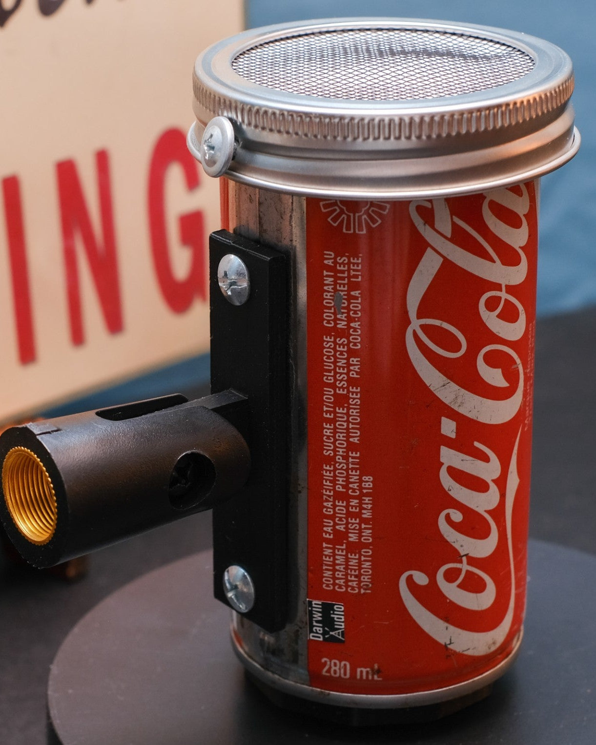 Lo Fi Soda Can Microphone - 1970s Toronto Canadian Coca Cola