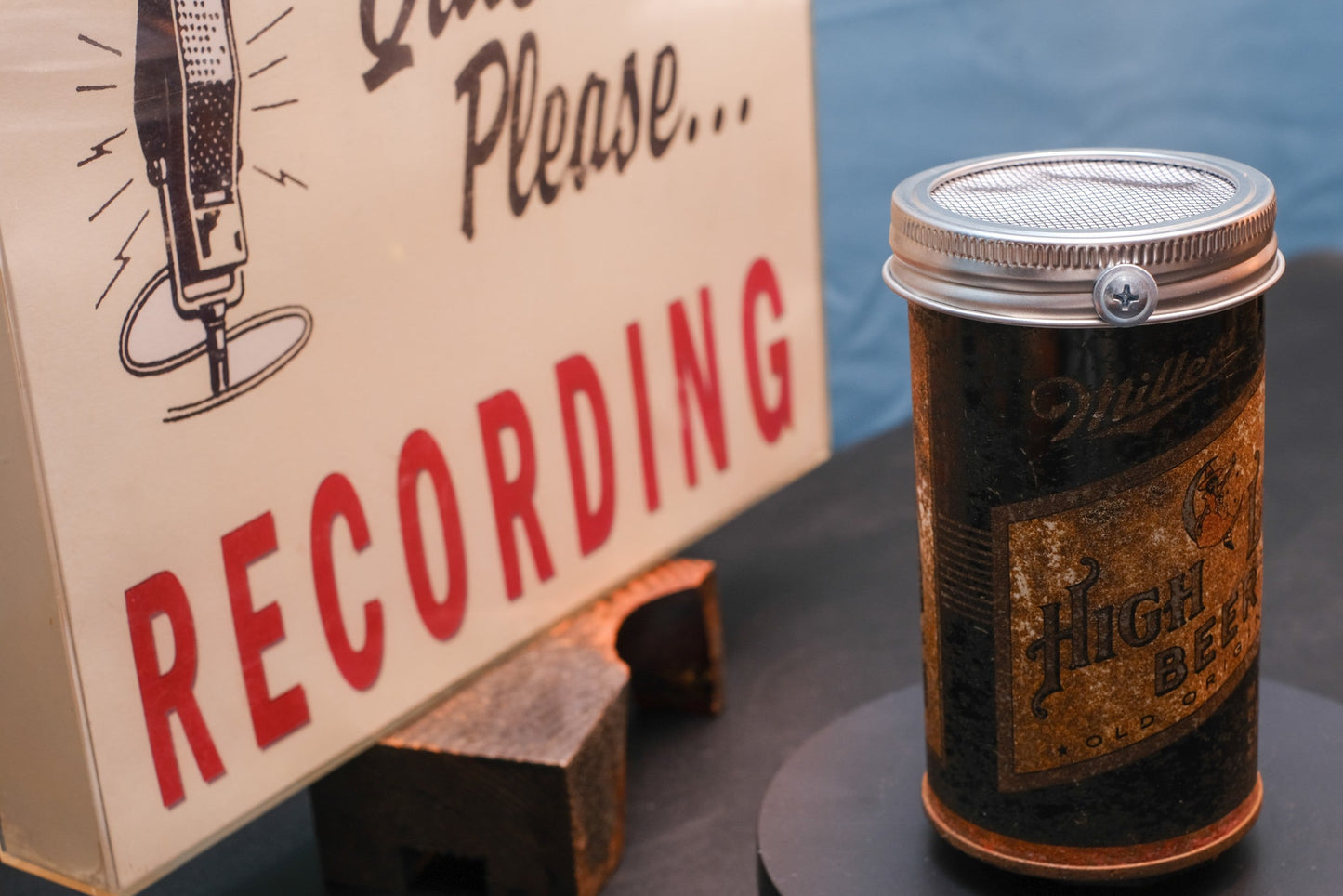 Lo Fi Beer Can Microphone - Vintage Miller High Life Moon Witch