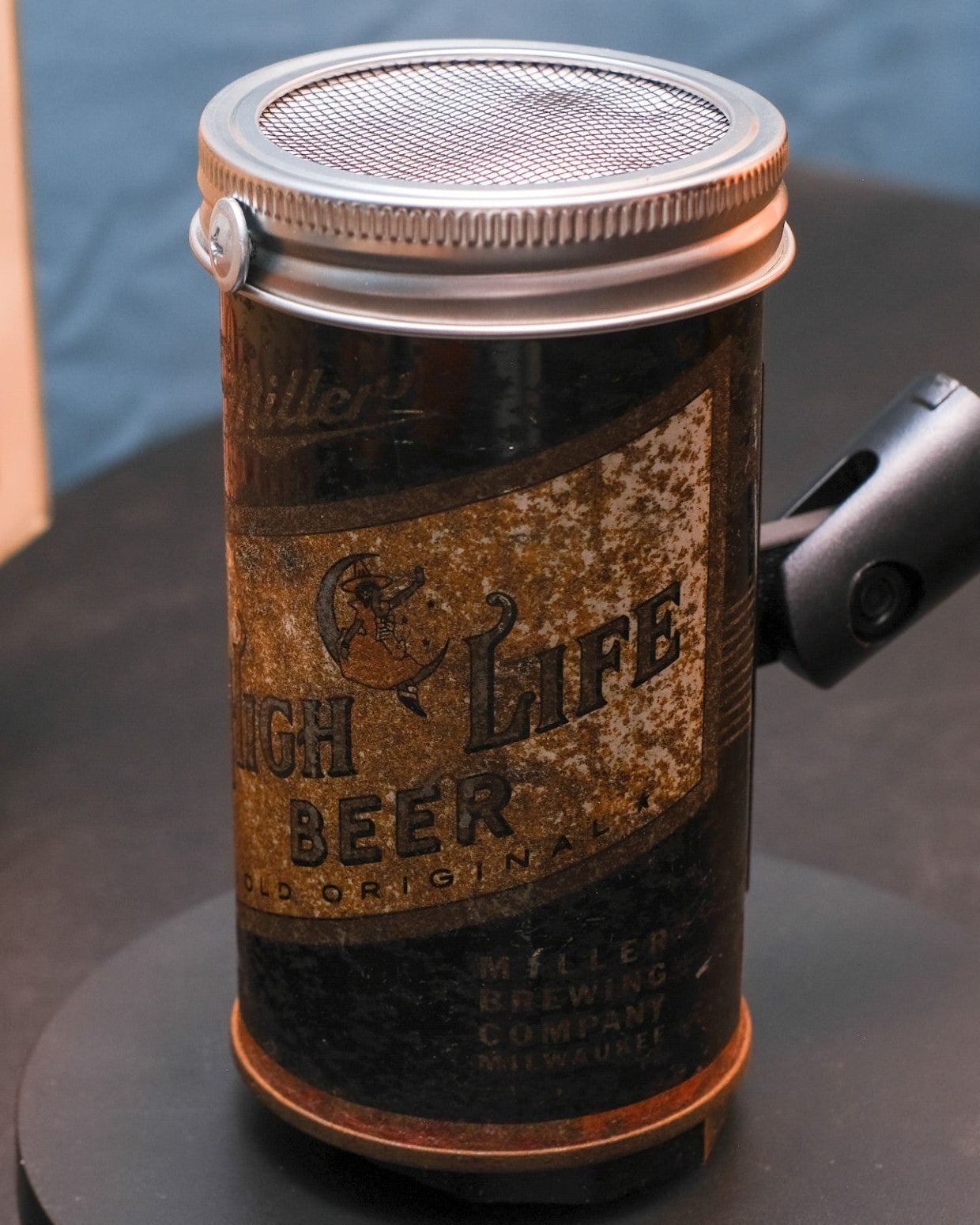 Lo Fi Beer Can Microphone - Vintage Miller High Life Moon Witch