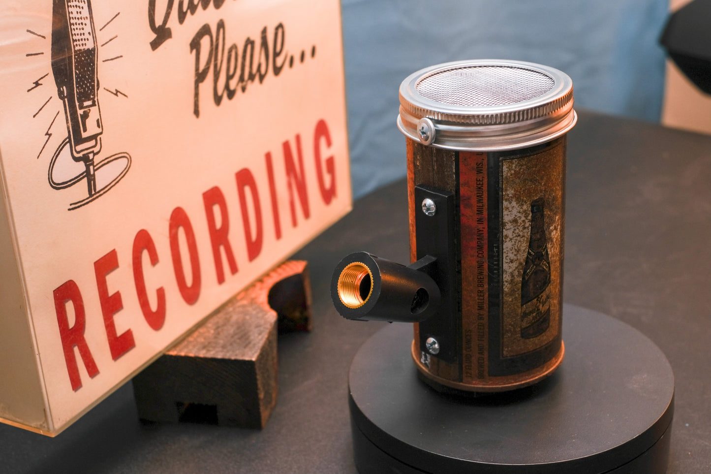 Lo Fi Beer Can Microphone - Vintage Miller High Life Moon Witch