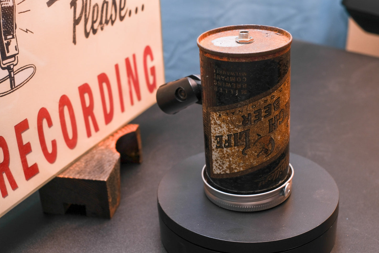 Lo Fi Beer Can Microphone - Vintage Miller High Life Moon Witch