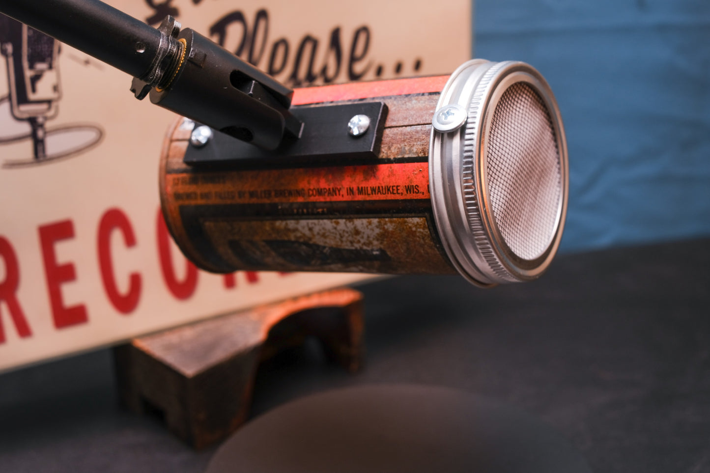 Lo Fi Beer Can Microphone - Vintage Miller High Life Moon Witch