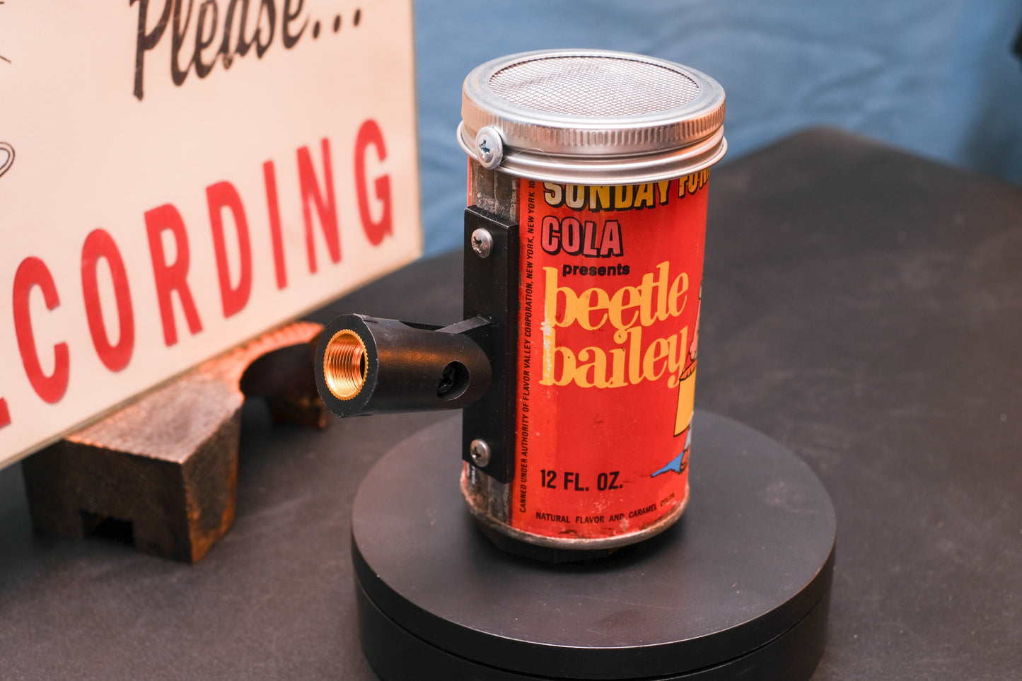 Lo Fi Soda Can Microphone - 1960s Smog Comic Can Beetle Bailey