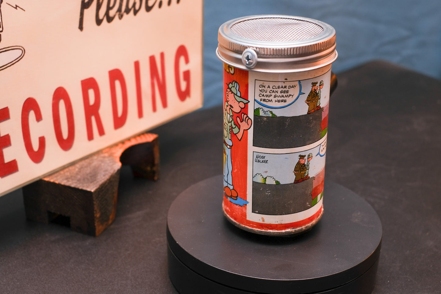 Lo Fi Soda Can Microphone - 1960s Smog Comic Can Beetle Bailey