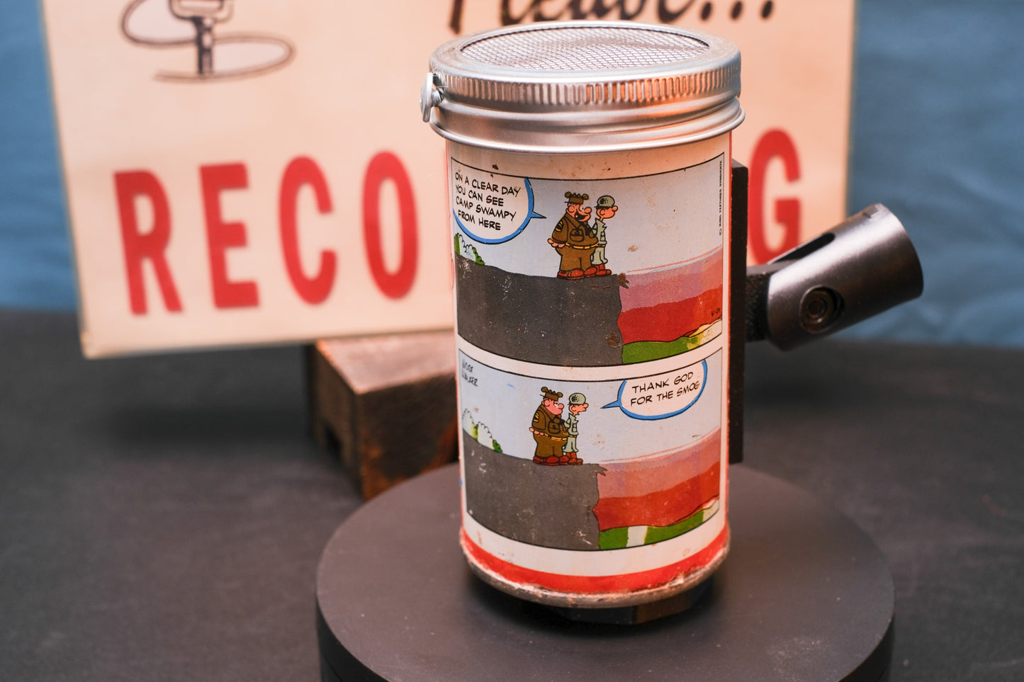 Lo Fi Soda Can Microphone - 1960s Smog Comic Can Beetle Bailey