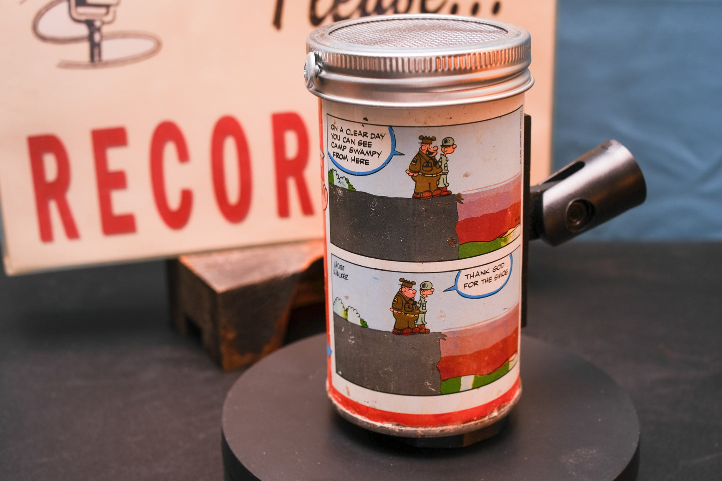 Lo Fi Soda Can Microphone - 1960s Smog Comic Can Beetle Bailey