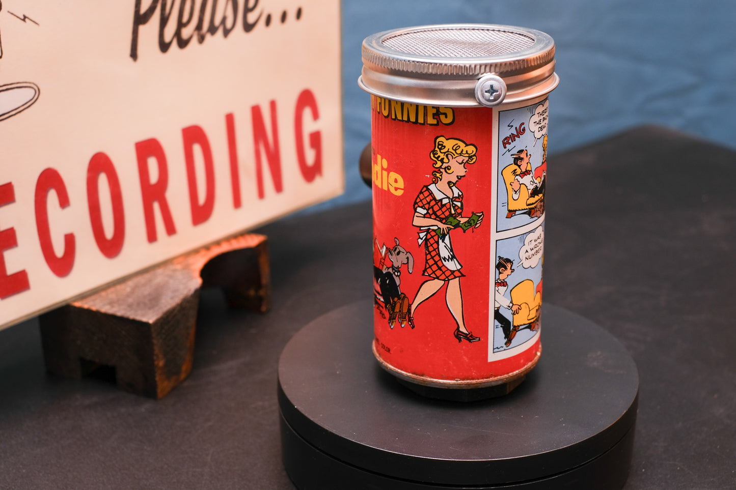 Lo Fi Soda Can Microphone - 1960s Comic Can Blondie