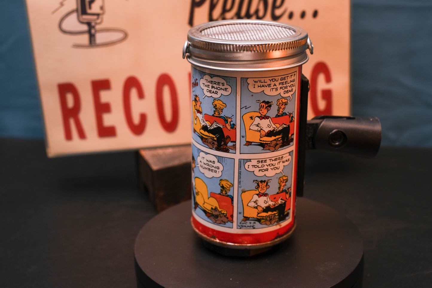 Lo Fi Soda Can Microphone - 1960s Comic Can Blondie