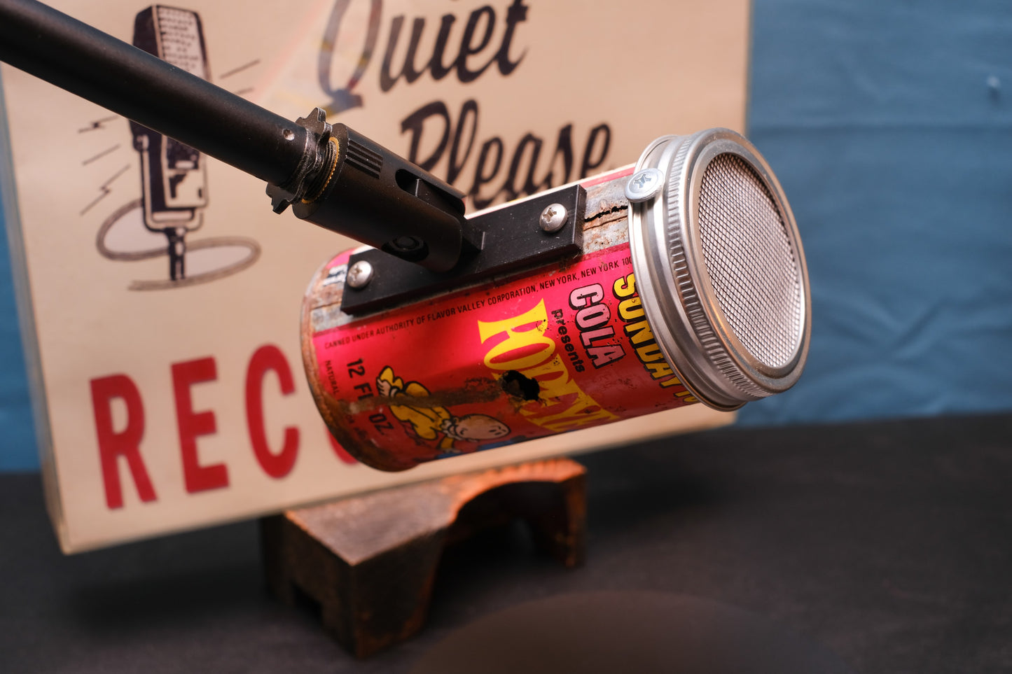 Lo Fi Soda Can Microphone - 1960s Cheater Comic Can Popeye