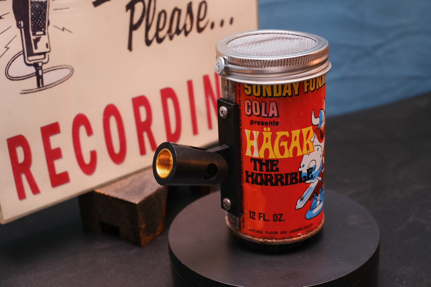 Lo Fi Soda Can Microphone - 1960s Comic Can Hagar