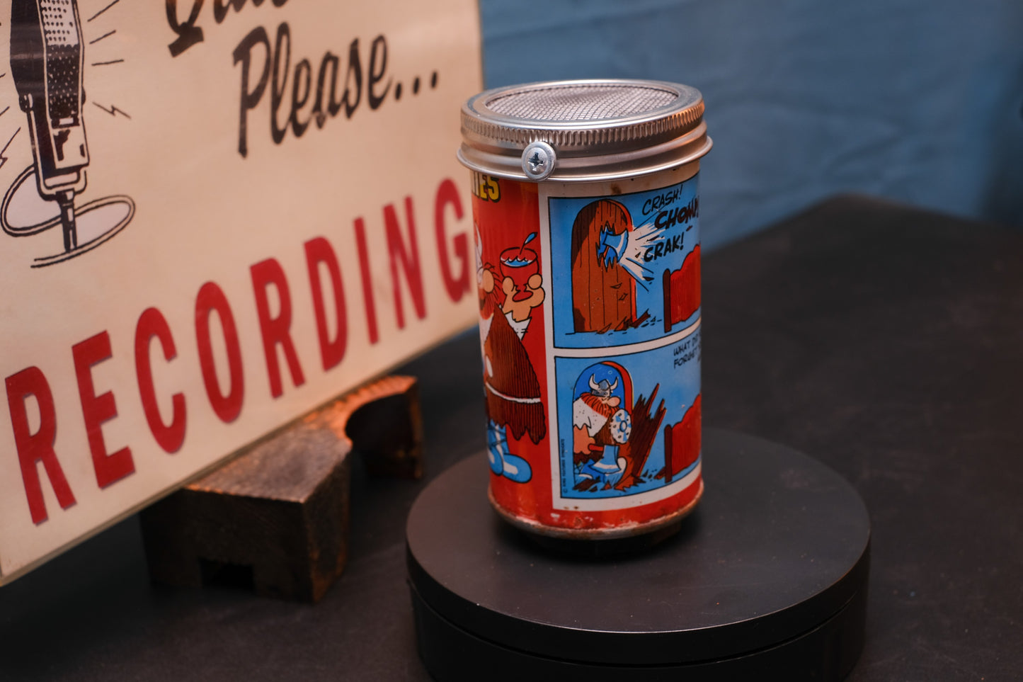 Lo Fi Soda Can Microphone - 1960s Comic Can Hagar