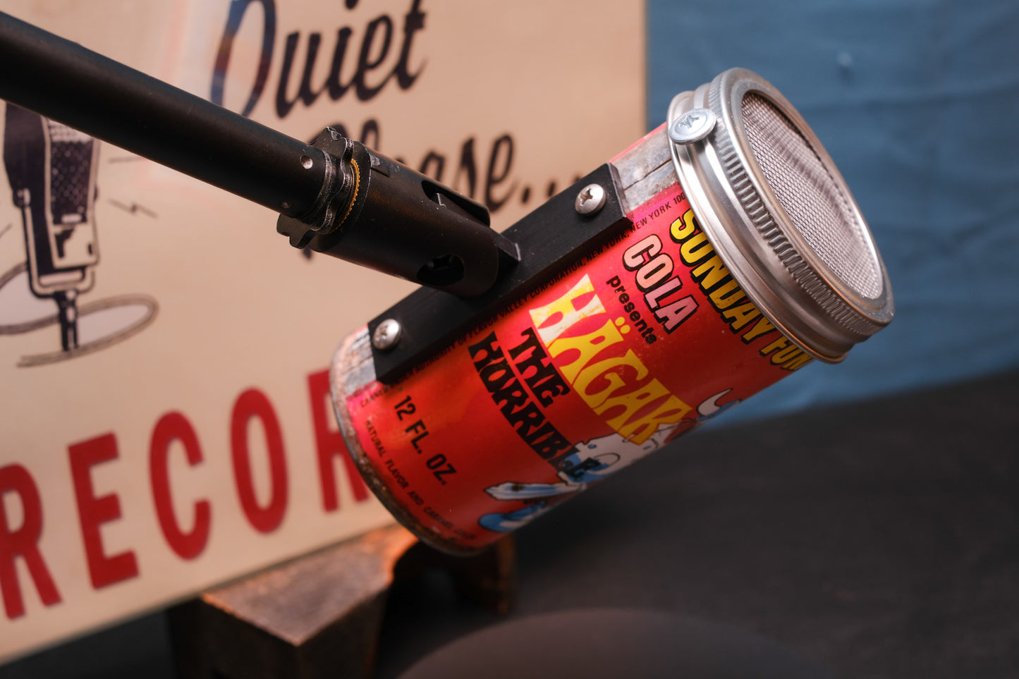 Lo Fi Soda Can Microphone - 1960s Comic Can Hagar